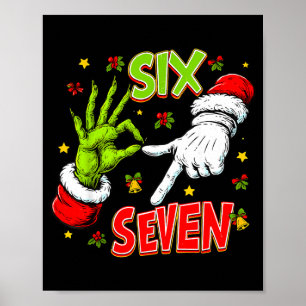 Grappige 67 Kerstman Hand Kerstmis Zes Zeven Meme Poster