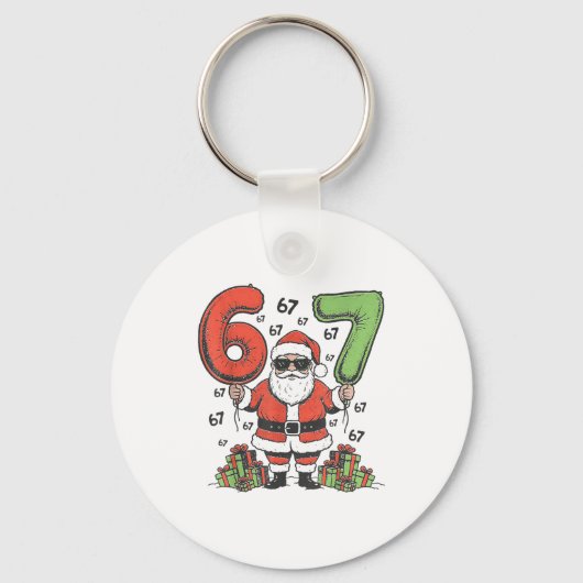 Grappige 67 Kerstman Zes Zeven Kerstmis 67 Meme Br Sleutelhanger (Voorkant)