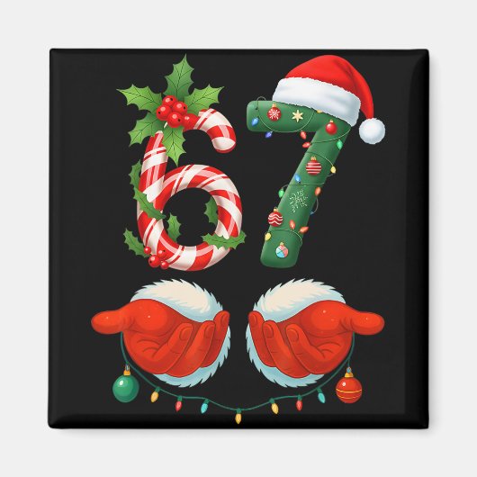Grappige 67 Kerstmis 6 7 Meme Pyjama Feestdagen Ge Magneet (Voorkant)