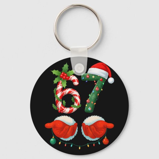 Grappige 67 Kerstmis 6 7 Meme Pyjama Feestelijke G Sleutelhanger (Voorkant)