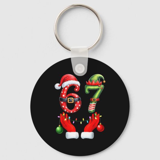 Grappige 67 Kerstmis 6 7 Meme Pyjama's Vakantie Ge Sleutelhanger (Voorkant)