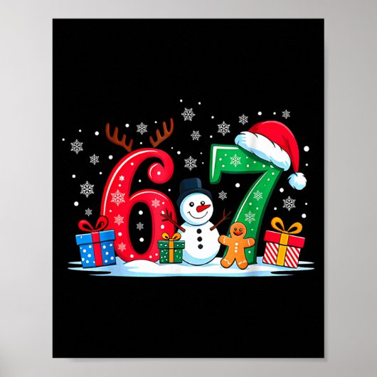 Grappige 67 Kerstmis 6 7 Zes Zeven Meme 6 7 Overee Poster (Voorkant)