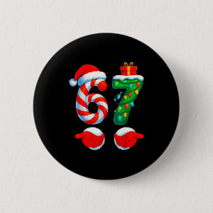 Grappige 67 Kerstmis 6 7 Zes Zeven Meme Kinderen M Ronde Button 5,7 Cm