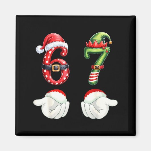 Grappige 67 Kerstmis Pyjama Zes Zeven Meme 6 7 Elf Magneet (Voorkant)