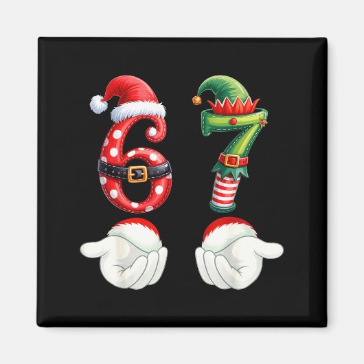 Grappige 67 Kerstmis Pyjama Zes Zeven Meme 6 7 Elf Magneet (Voorkant)