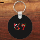 Grappige 67 Kerstmis Zes Zeven Meme Brainrot Kerst Sleutelhanger (Voorkant)