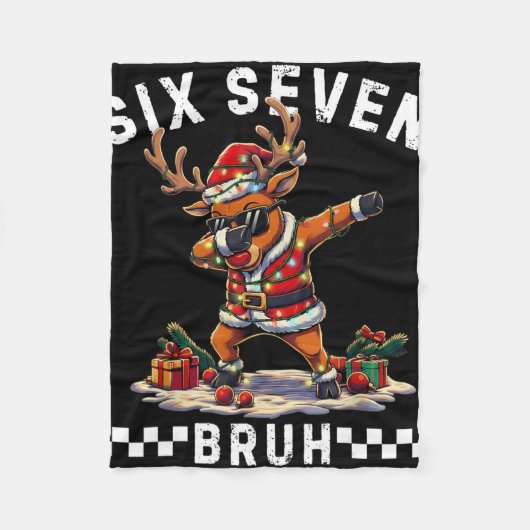 Grappige 67 Kerstmis Zes Zeven Meme Dabbing Rendie Fleece Deken (Voorkant)
