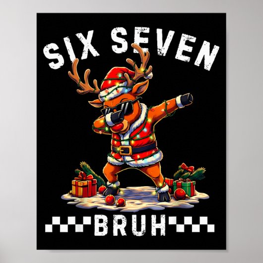Grappige 67 Kerstmis Zes Zeven Meme Dabbing Rendie Poster (Voorkant)
