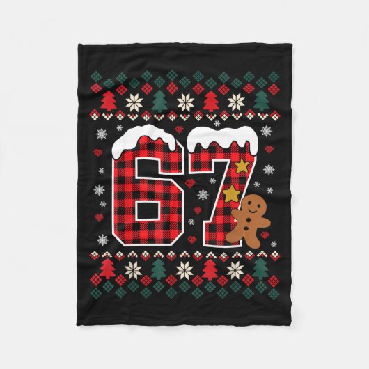 Grappige 67 kerstpyjama shirt zes zeven meme Br Fleece Deken (Voorkant)