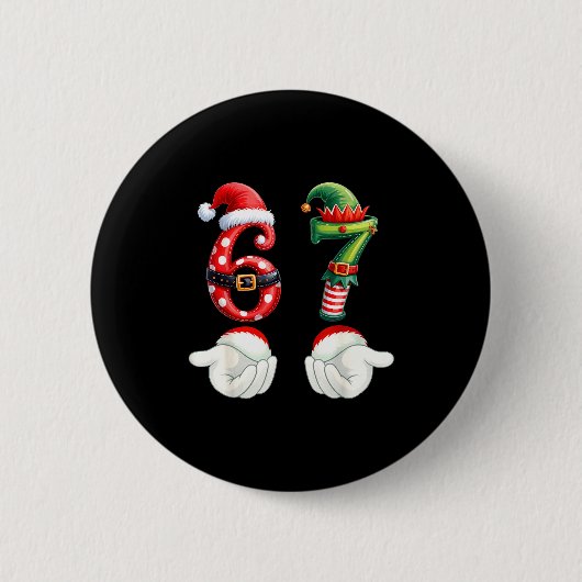 Grappige 67 kerstpyjama's zes zeven meme 6 7 elf  ronde button 5,7 cm (Voorkant)