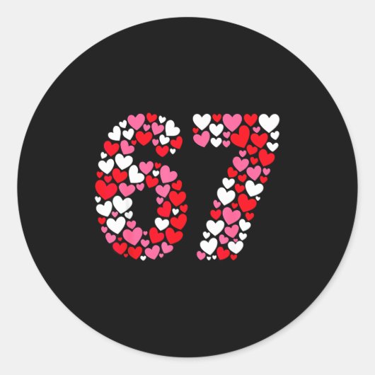 Grappige 67 Meme 6 7 Gen Alpha Jargon Voor Valenti Ronde Sticker (Voorkant)