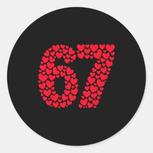 Grappige 67 Meme 6 7 Gen Alpha Sla voor Valentijn Ronde Sticker