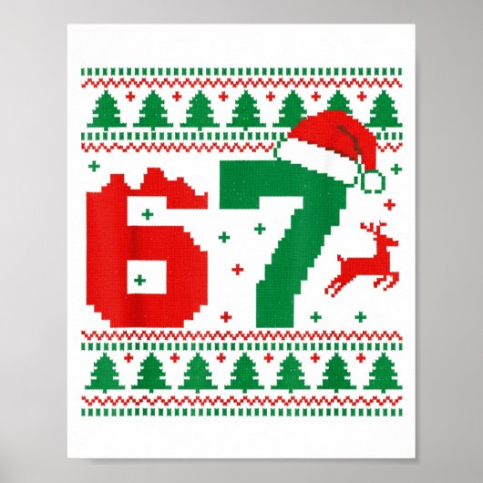 Grappige 67 Meme 6 7 Lelijke Trui Kerst Kinderen M Poster (Voorkant)