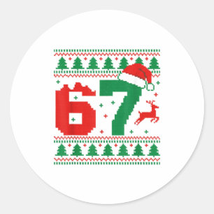 Grappige 67 Meme 6 7 Lelijke Trui Kerst Kinderen M Ronde Sticker