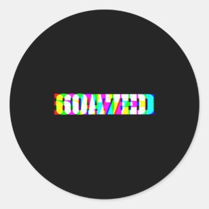 Grappige 67 Meme 6oa7ed Glitch Art Retro Slang Goa Ronde Sticker