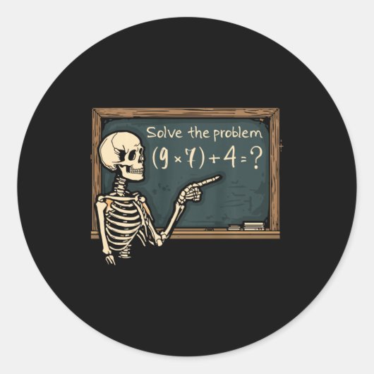 Grappige 67 Meme Brainrot Grap Halloween Skelet Ma Ronde Sticker (Voorkant)