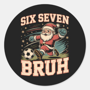 Grappige 67 Meme Bruh Kerst Voetbal Kerstman Xmas Ronde Sticker