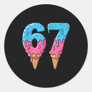 Grappige 67 Meme Ijs Drip Zes Zeven Gen Z Ronde Sticker