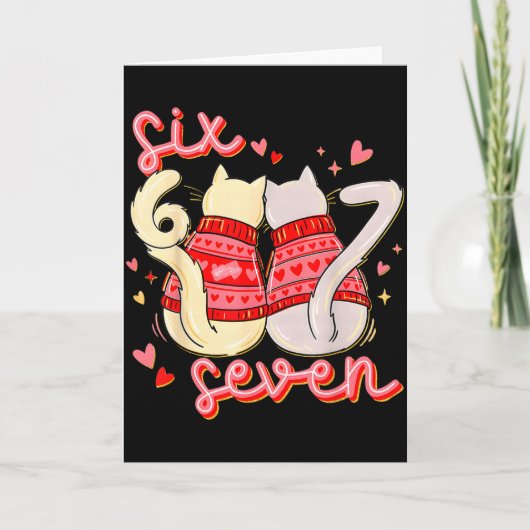 Grappige 67 Meme Kat Hart Valentijn Zes Zeven Kat Kaart (Voorkant)