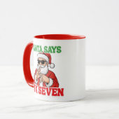 Grappige 67 Meme Kerstman zegt ZES ZEVEN  Kerstmok Mok (Voorkant links)