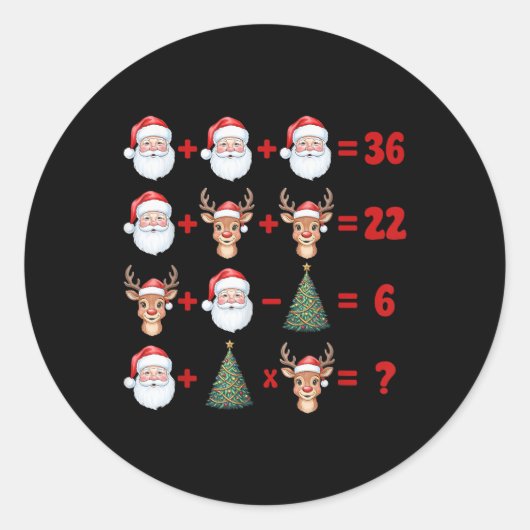 Grappige 67 Meme Kerstmis Wiskunde Docent Kerstman Ronde Sticker (Voorkant)