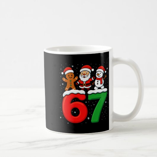 Grappige 67 Meme Kerstmis Zes Zeven Kerstman Sneeu Koffiemok (Rechts)
