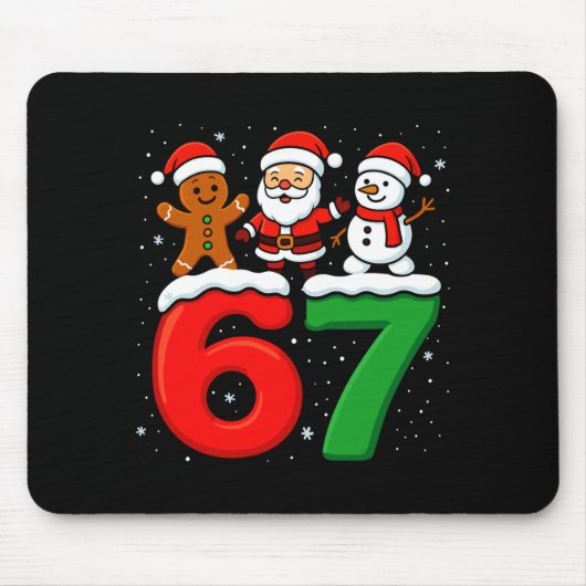 Grappige 67 Meme Kerstmis Zes Zeven Kerstman Sneeu Muismat (Voorkant)
