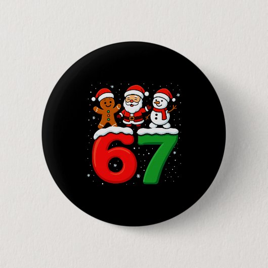 Grappige 67 Meme Kerstmis Zes Zeven Kerstman Sneeu Ronde Button 5,7 Cm (Voorkant)