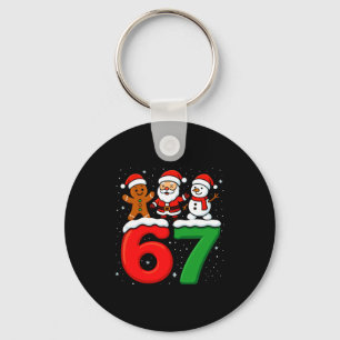 Grappige 67 Meme Kerstmis Zes Zeven Kerstman Sneeu Sleutelhanger