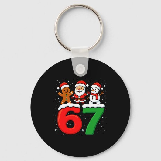 Grappige 67 Meme Kerstmis Zes Zeven Kerstman Sneeu Sleutelhanger (Voorkant)