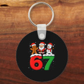 Grappige 67 Meme Kerstmis Zes Zeven Kerstman Sneeu Sleutelhanger (Voorkant)