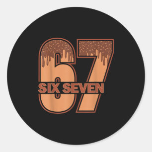 Grappige 67 Meme Melanine Druppel Zwarte Geschiede Ronde Sticker