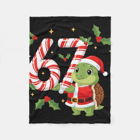 Grappige 67 Meme Schildpad Kerstmis Pjm Mannen Vro Fleece Deken (Voorkant)