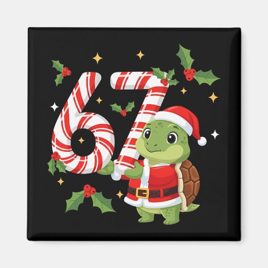 Grappige 67 Meme Schildpad Kerstmis Pjm Mannen Vro Magneet (Voorkant)