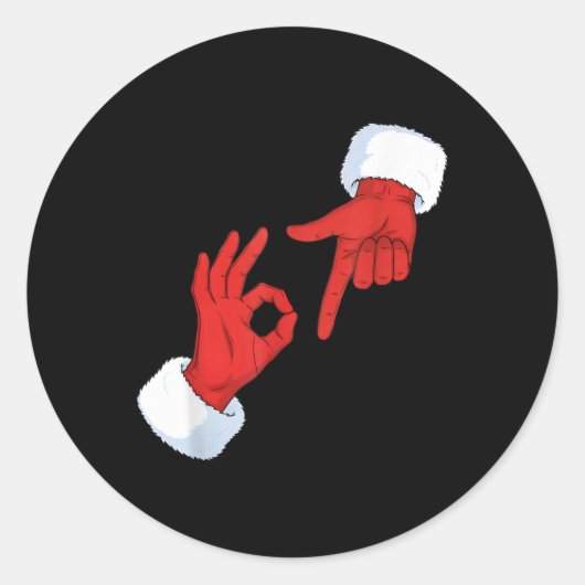 Grappige 67 Meme Sinterklaas Handen Gebaar Six Sev Ronde Sticker (Voorkant)