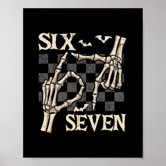 Grappige 67 Meme Skelet Hand 6 7 Halloween Shirts Poster (Voorkant)