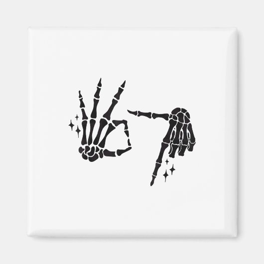 Grappige 67 Meme Skelet Hand 6 7 Halloween Zes Zev Magneet (Voorkant)