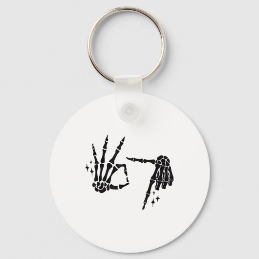 Grappige 67 Meme Skelet Hand 6 7 Halloween Zes Zev Sleutelhanger (Voorkant)
