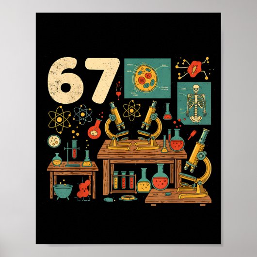 Grappige 67 Meme Wetenschap Leraar Studenten Zes Z Poster (Voorkant)