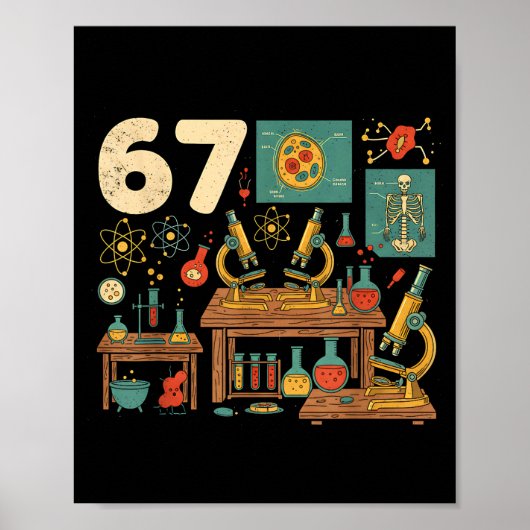 Grappige 67 Meme Wetenschapsleraar Studenten Zes Z Poster (Voorkant)