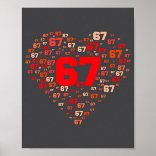 Grappige 67 Meme Zes Zeven Hart Overeenkomen Koppe Poster