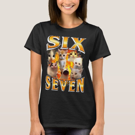 Grappige 67 Meme Zes Zeven Kat Meme Grappige Bootl T-shirt (Voorkant)