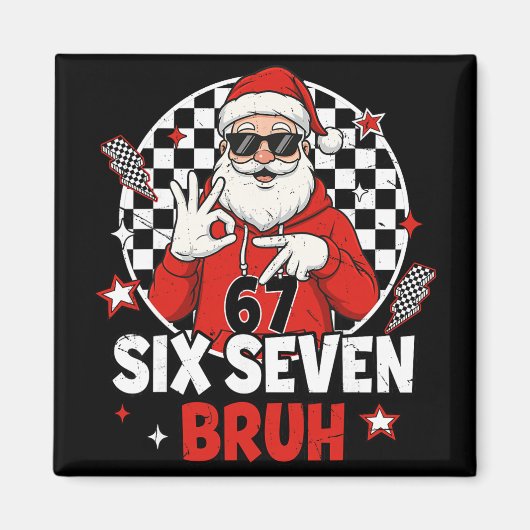 Grappige 67 Meme Zes Zeven Kerstmis Bruh Kerstman Magneet (Voorkant)