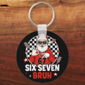 Grappige 67 Meme Zes Zeven Kerstmis Bruh Kerstman Sleutelhanger (Voorkant)