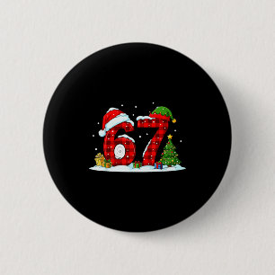Grappige 67 Meme Zes Zeven Kerstmis Buffalo Rode G Ronde Button 5,7 Cm