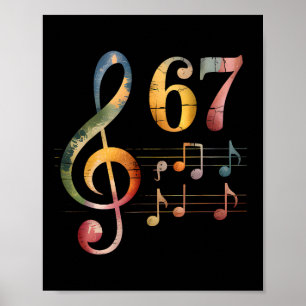 Grappige 67 muziek meme slang zes zeven muzieklera poster