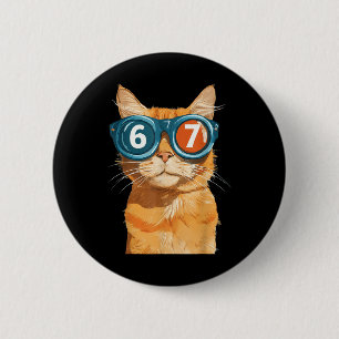 Grappige 67 Oranje Kat Meme Zes Zeven Overeenkomen Ronde Button 5,7 Cm