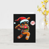 Grappige 67 Peperkoek Man speelt honkbal Kerstmis Kaart (Gele Bloem)
