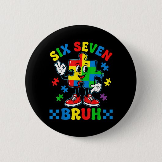 Grappige 67 Puzzel Autisme Bewustzijn 6 7 Mannen J Ronde Button 5,7 Cm (Voorkant)