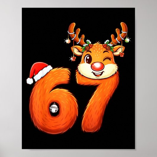 Grappige 67 Rendier Kerstmis Zes Zeven Meme 6 7 T- Poster (Voorkant)